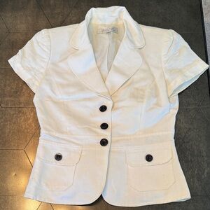 Elegant White Short Sleeve Blazer